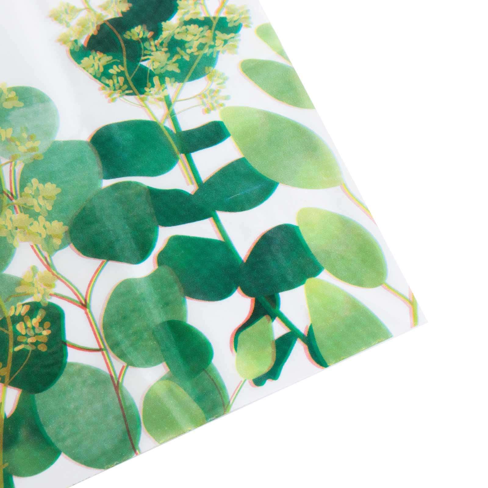 Hot Deal! 5-Pack Disposable PVC Plastic Table Covers in White/Green with Eucalyptus Print, 54x108