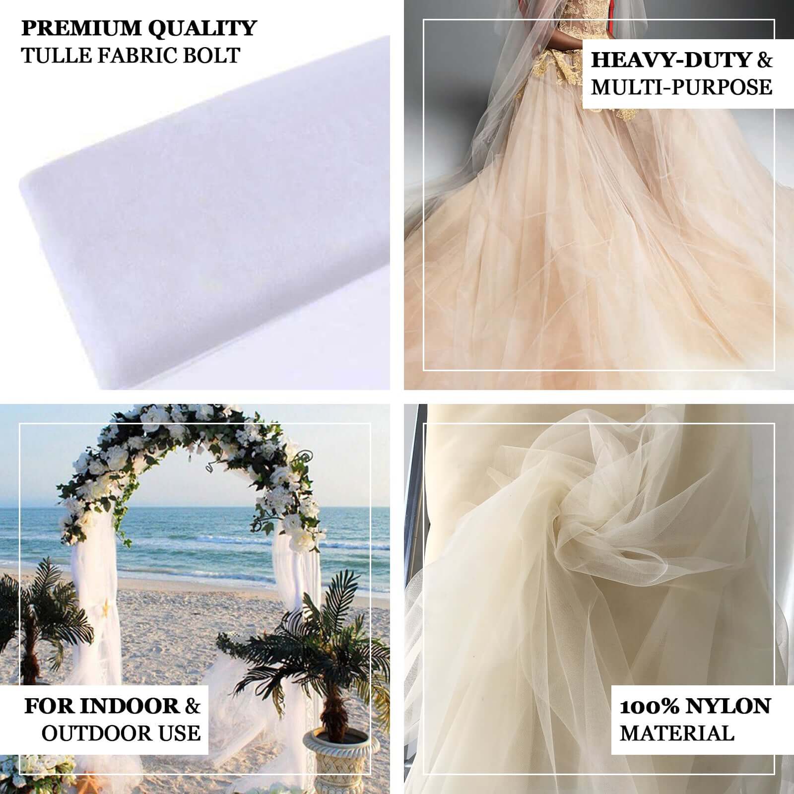 50-Yard Blush Tulle Fabric Bolt, 108 Inches Wide, Ideal for DIY Crafts
