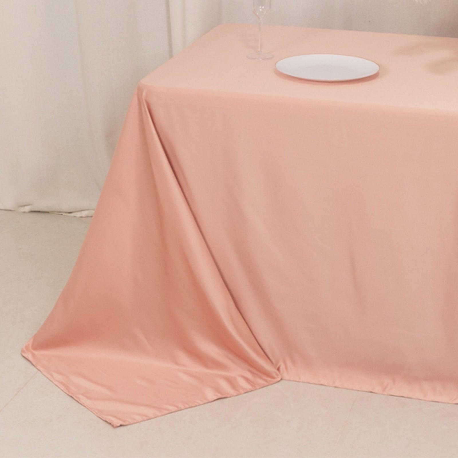 Lamour Satin Rectangle Tablecloth in Dusty Rose - Soft, Silk - Like & Durable