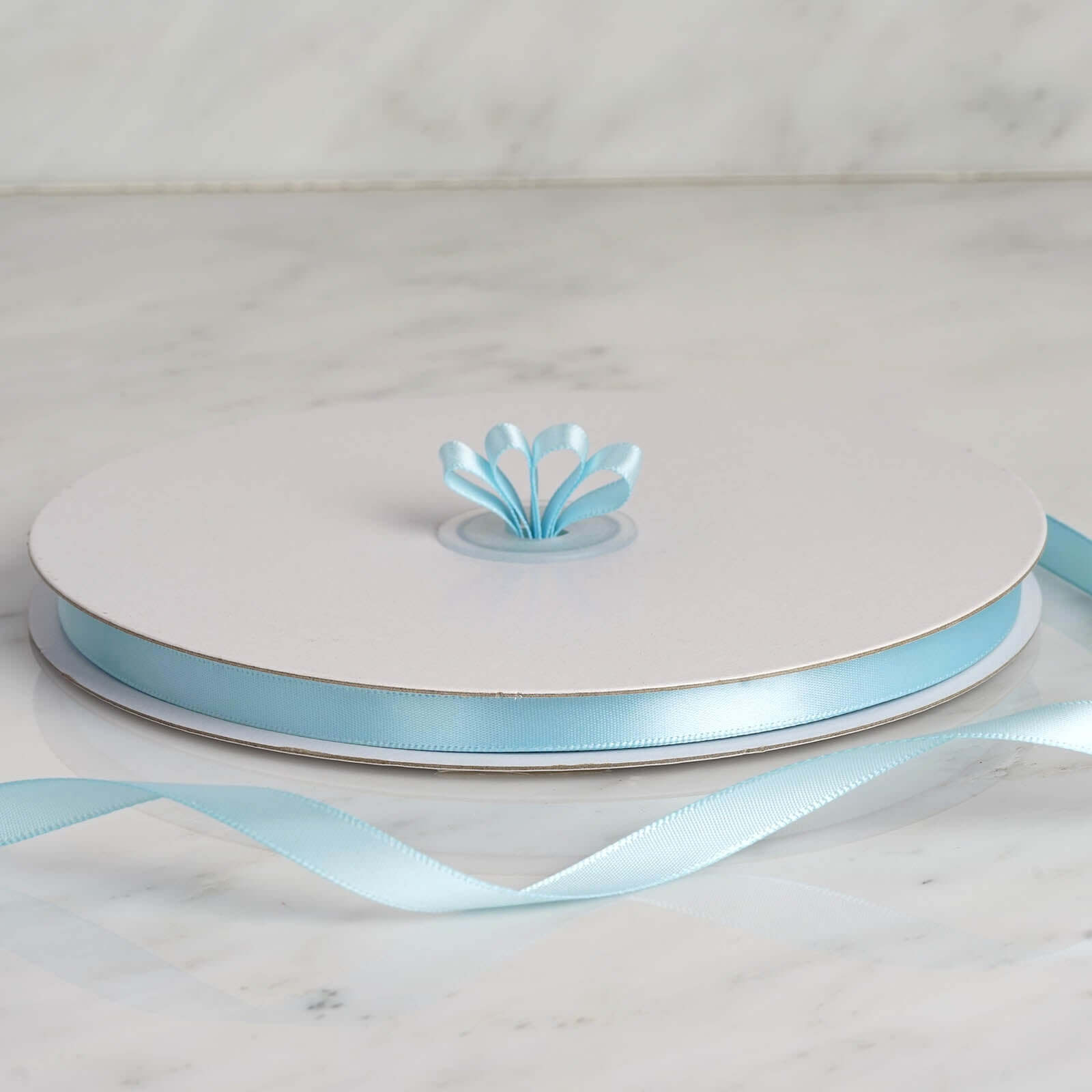 Amazing Baby Blue Single Face Decorative Satin Ribbon - 3/8 Inch Wide, 100 Yards Long