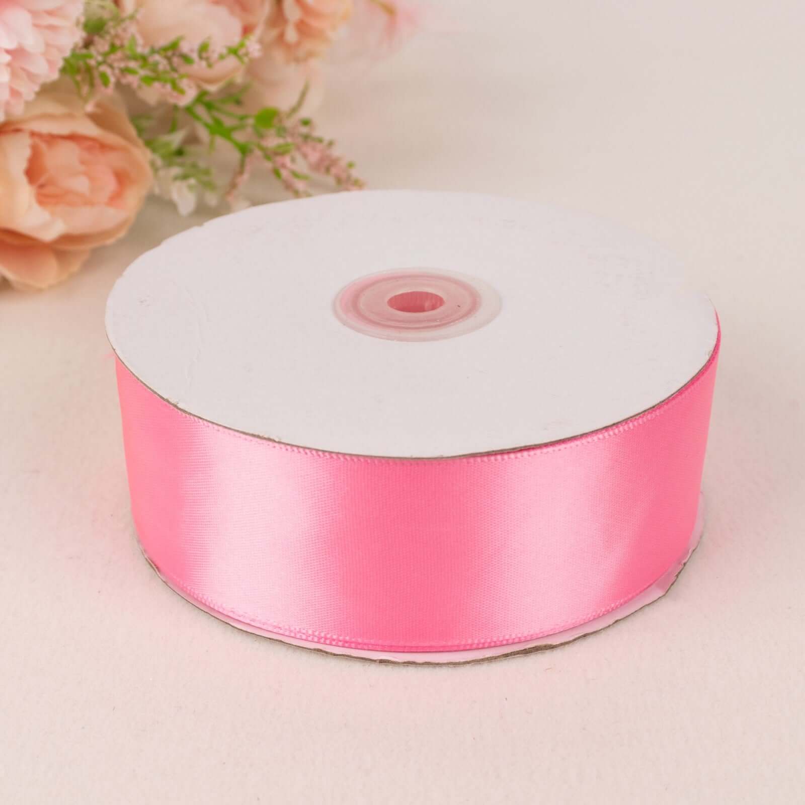 50-Yard 1.5-Inch Pink High-Quality Single-Face Decorative Satin Ribbon