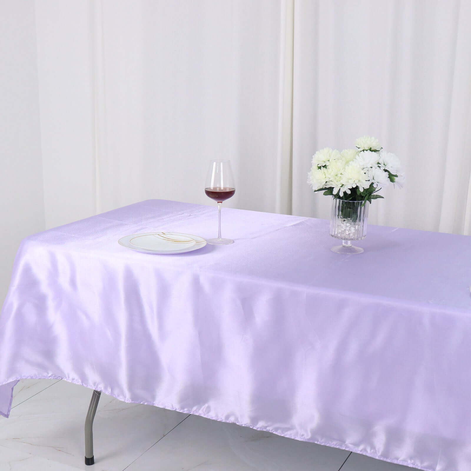 Lavender Lilac Satin Rectangular 60x102 Tablecloth - Lustrous and Smooth Cover