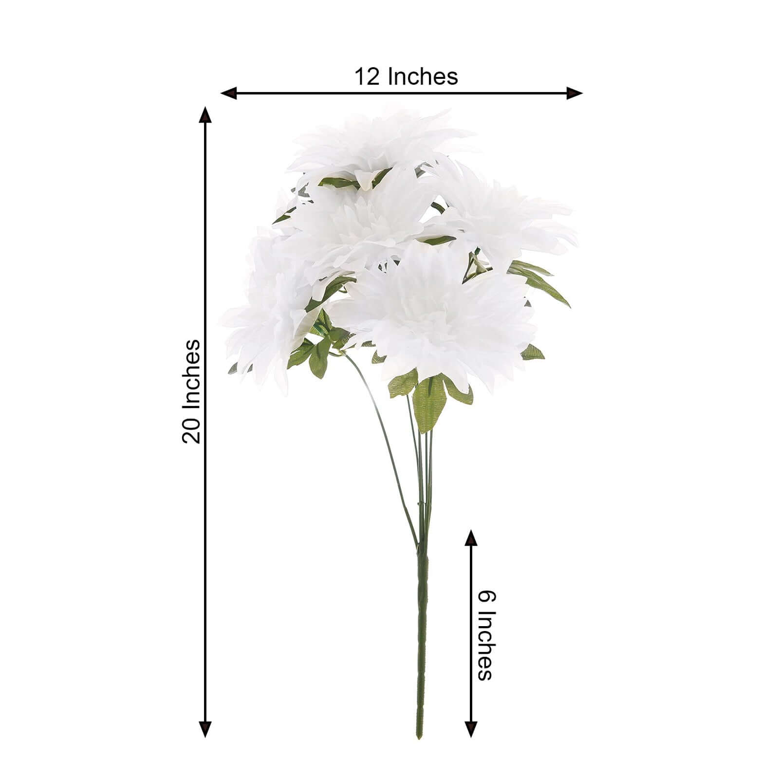 2 Bouquets of 20 Lifelike White Artificial Silk Dahlia Flower Spray Bushes
