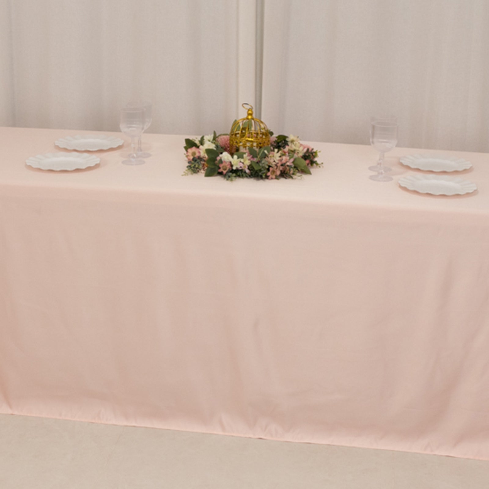 Luxurious Blush Lamour Satin Rectangle Tablecloth 90x156 - Soft & Seamless