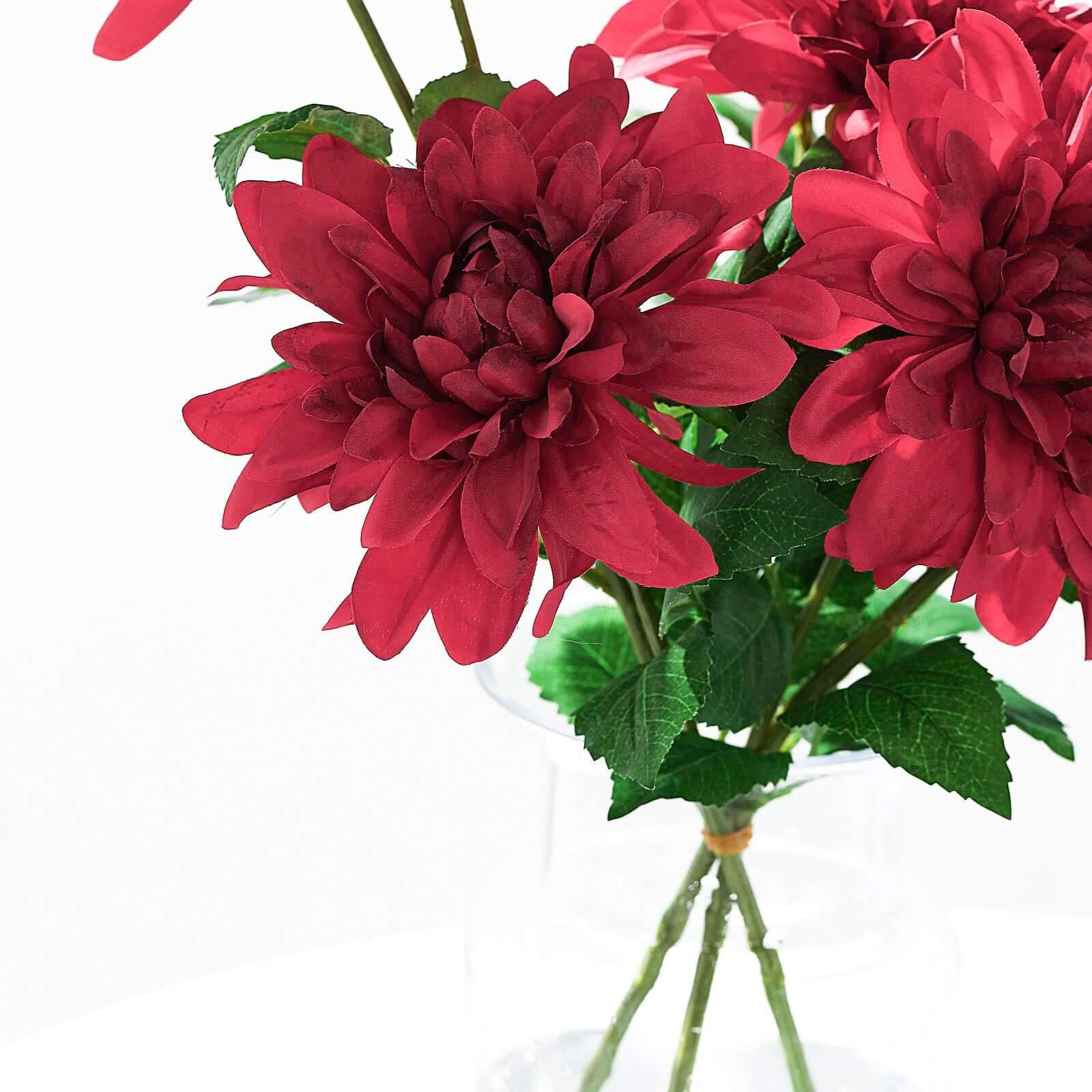 30-Inch Tall Burgundy Artificial Silk Dahlia Flower Stems - Perfect for Stunning Floral Decor