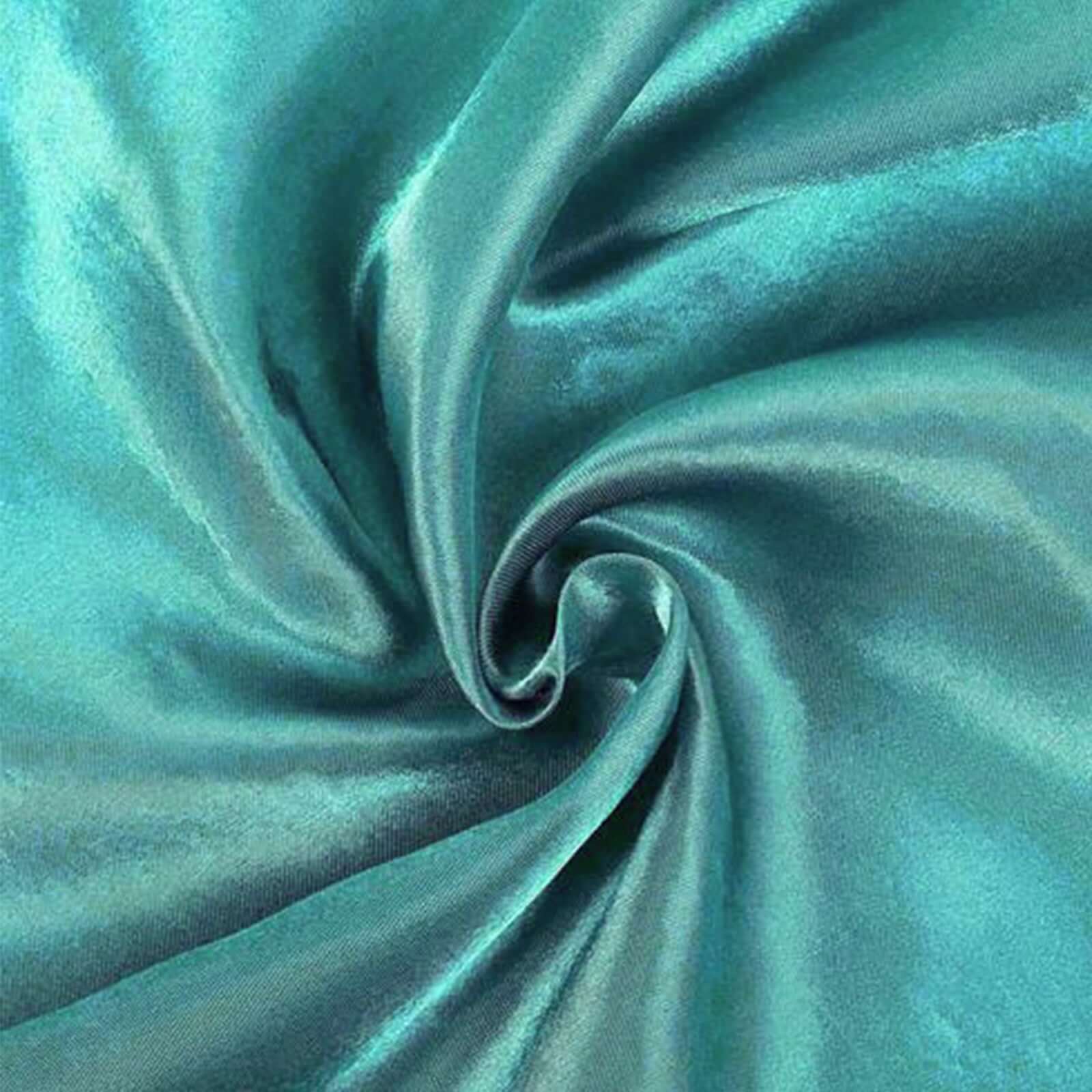 Exclusive Turquoise Satin Seamless Rectangular 90x156 Tablecloth for Special Events