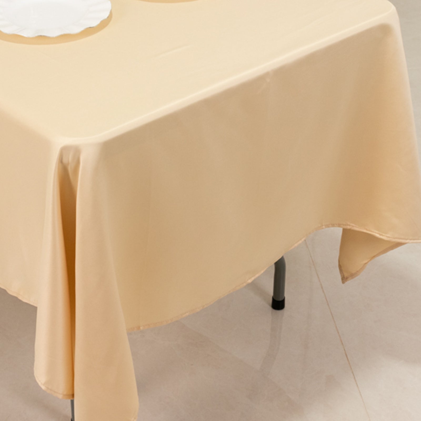 Get This Durable & Silky Soft Beige Lamour Satin Rectangle Tablecloth (60x102)