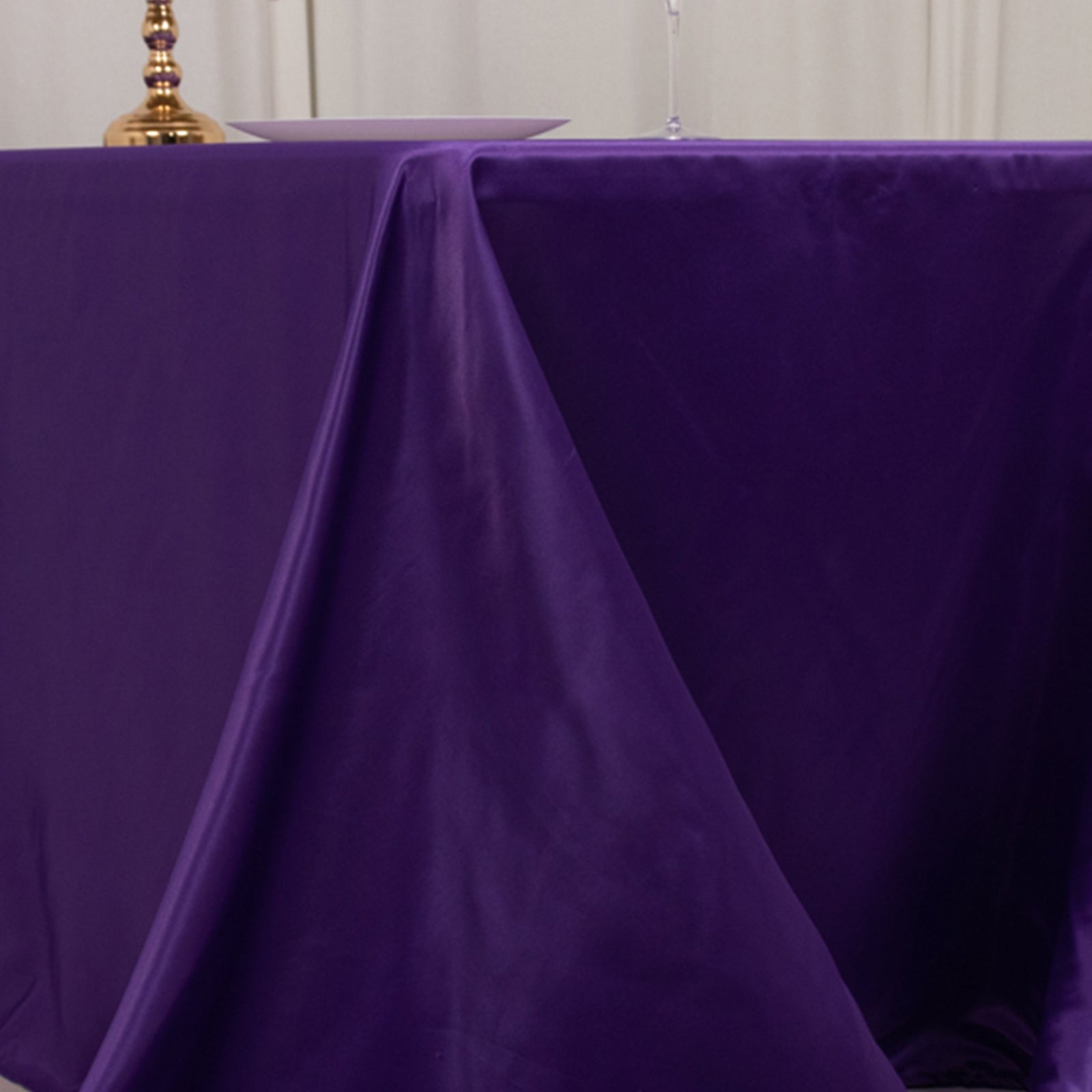 Luxurious Purple Lamour Satin Rectangle Tablecloth, 90x132 - Soft & Silk - like