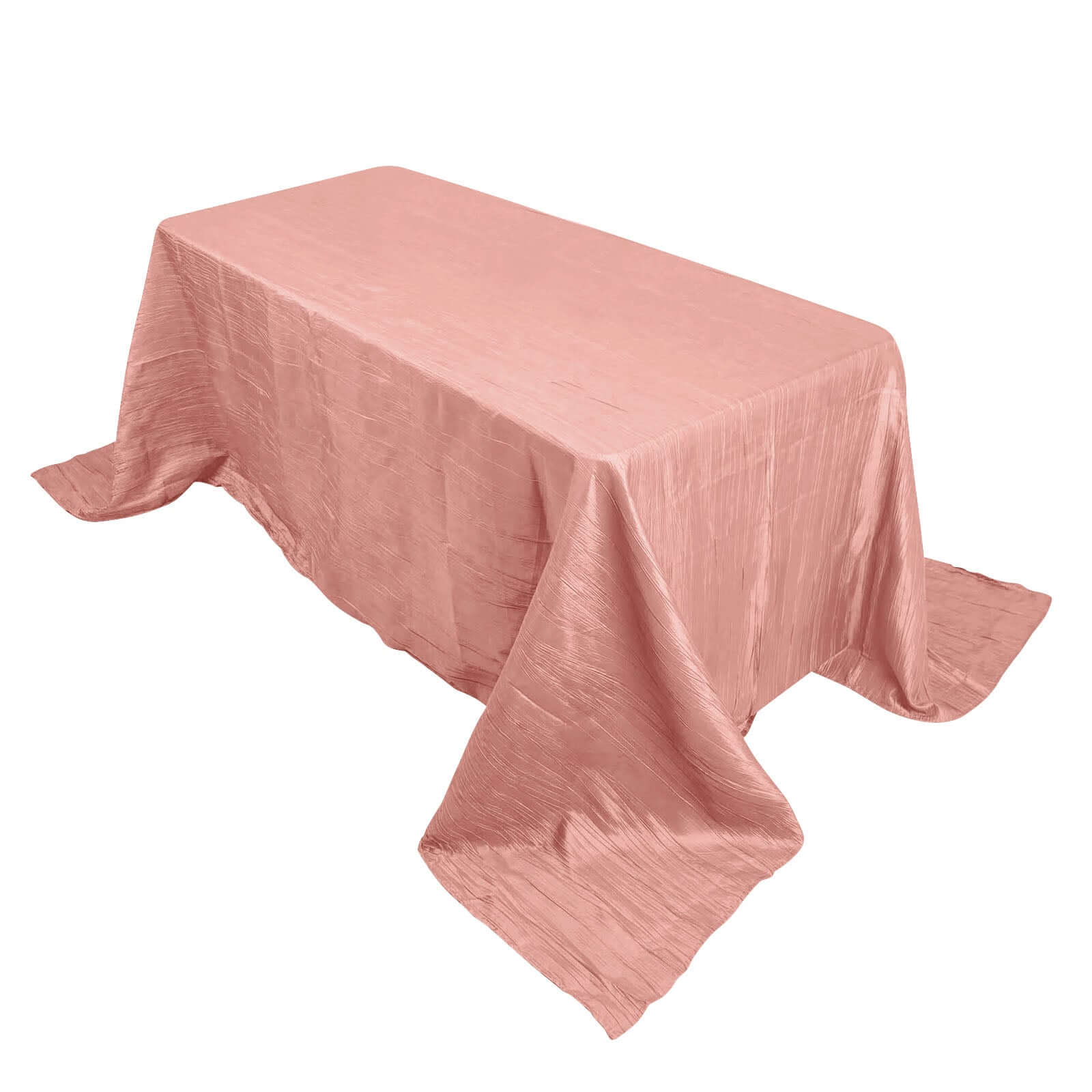 Seamless Accordion Crinkle Dusty Rose Taffeta Rectangle Tablecloth 90x132