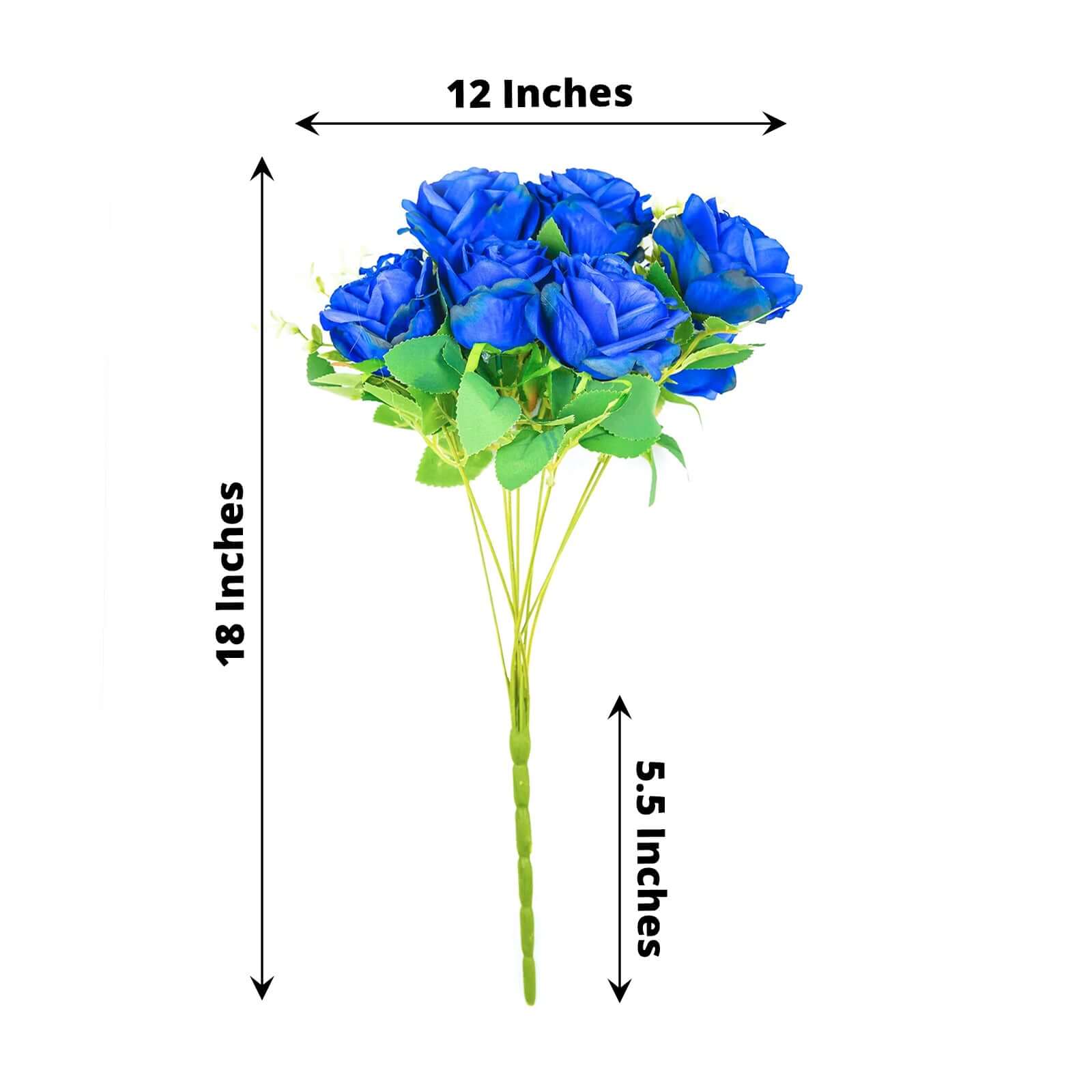 2 Bushes 18-Head Royal Blue Artificial Silk Rose Flower Bouquet, Ideal for Decor