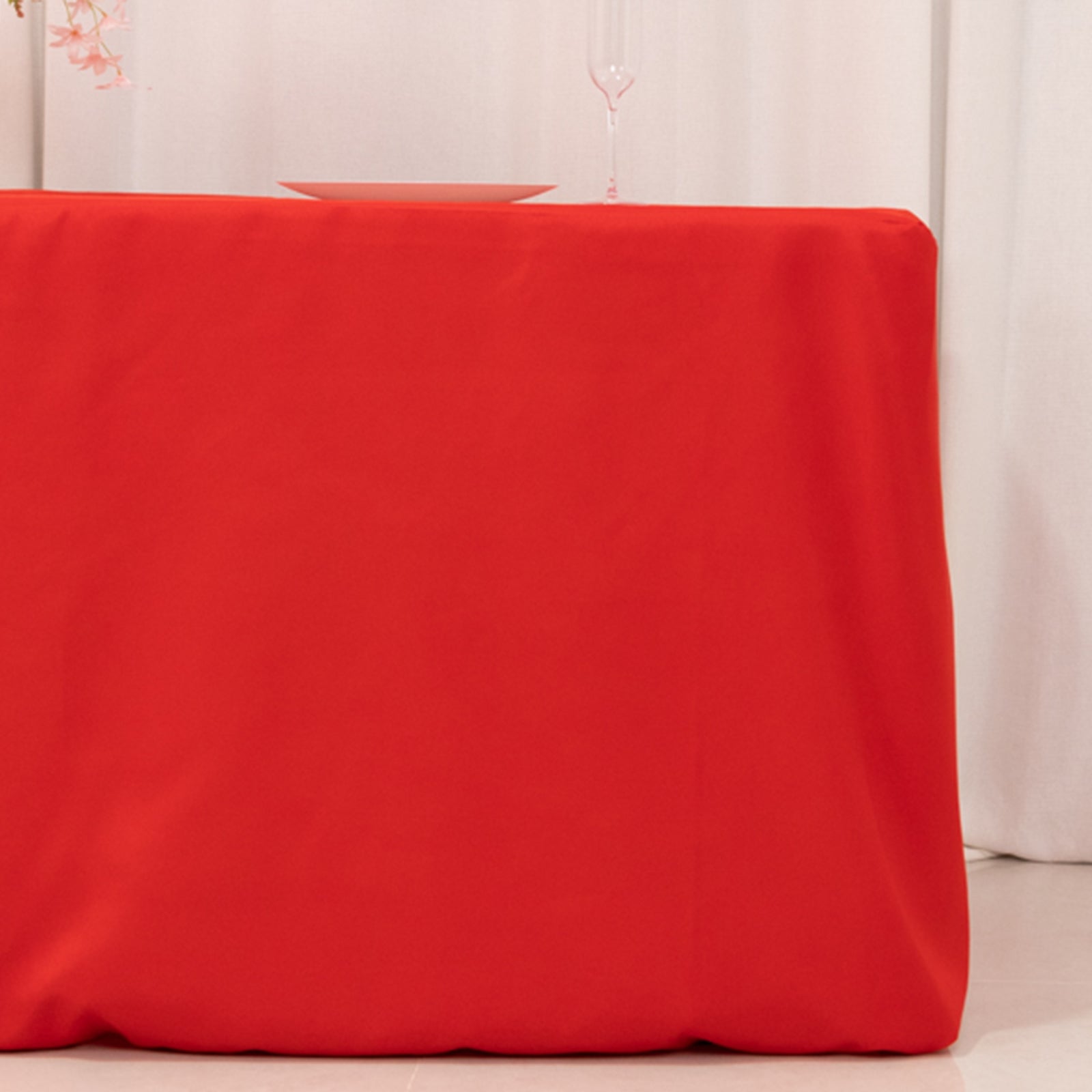 Hot Sale! Durable Red 6ft Rectangle Fitted Tablecloth Made of 220GSM Premium Polyester