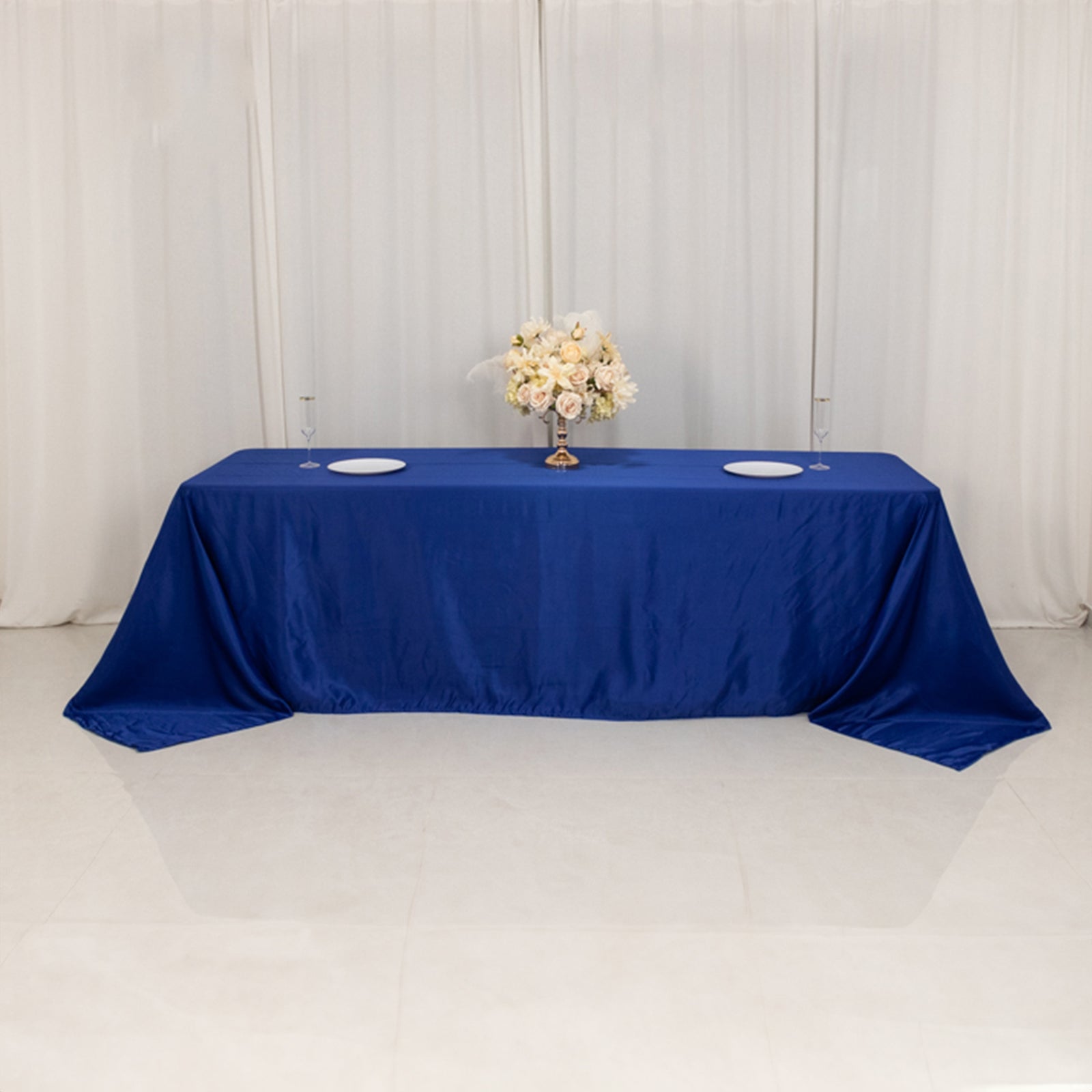 Royal Blue Lamour Satin Rectangle Tablecloth - Luxury, Soft & Seamless