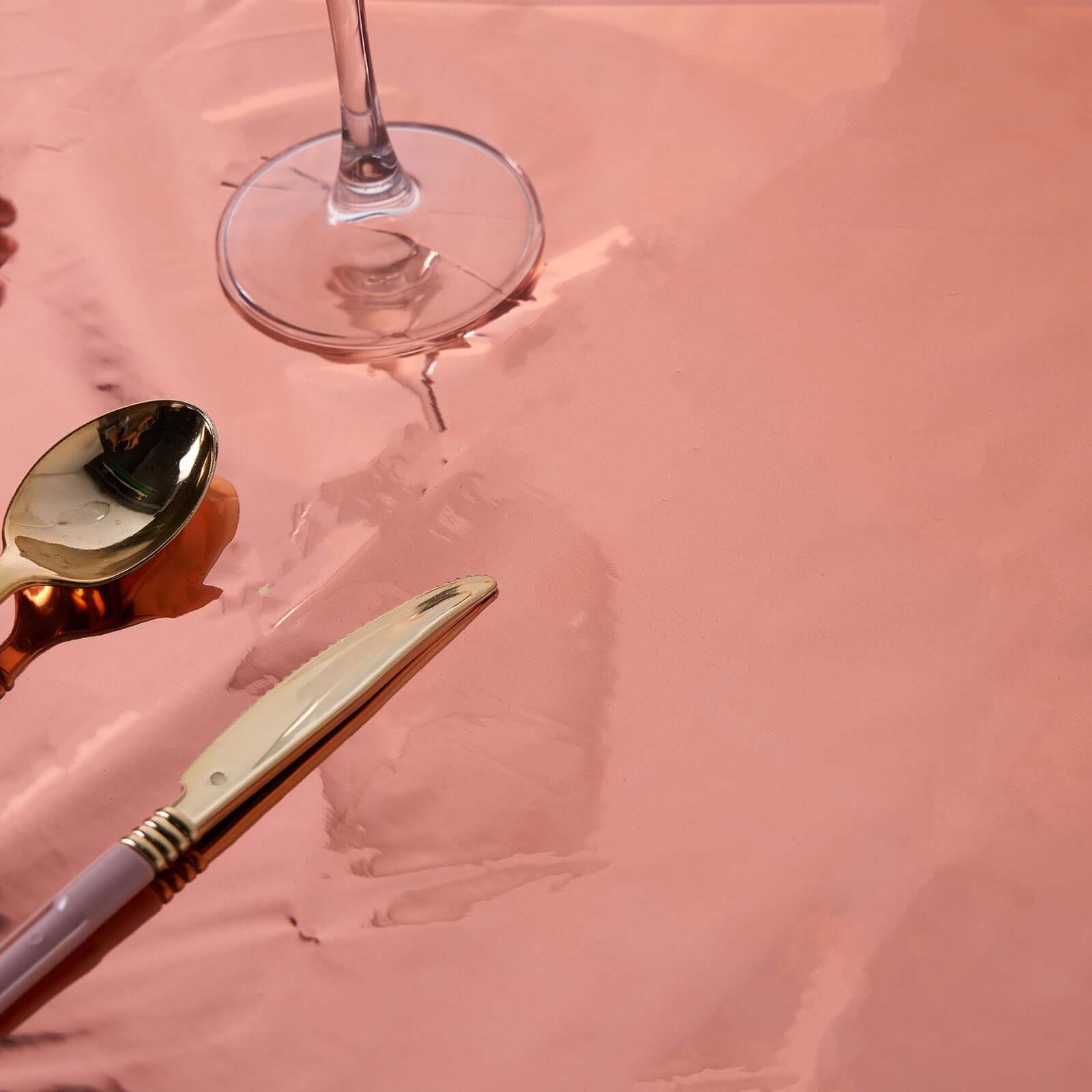 Rose Gold Disposable Metallic Foil Rectangle Tablecloth 40x90 - Ideal for Party Decor