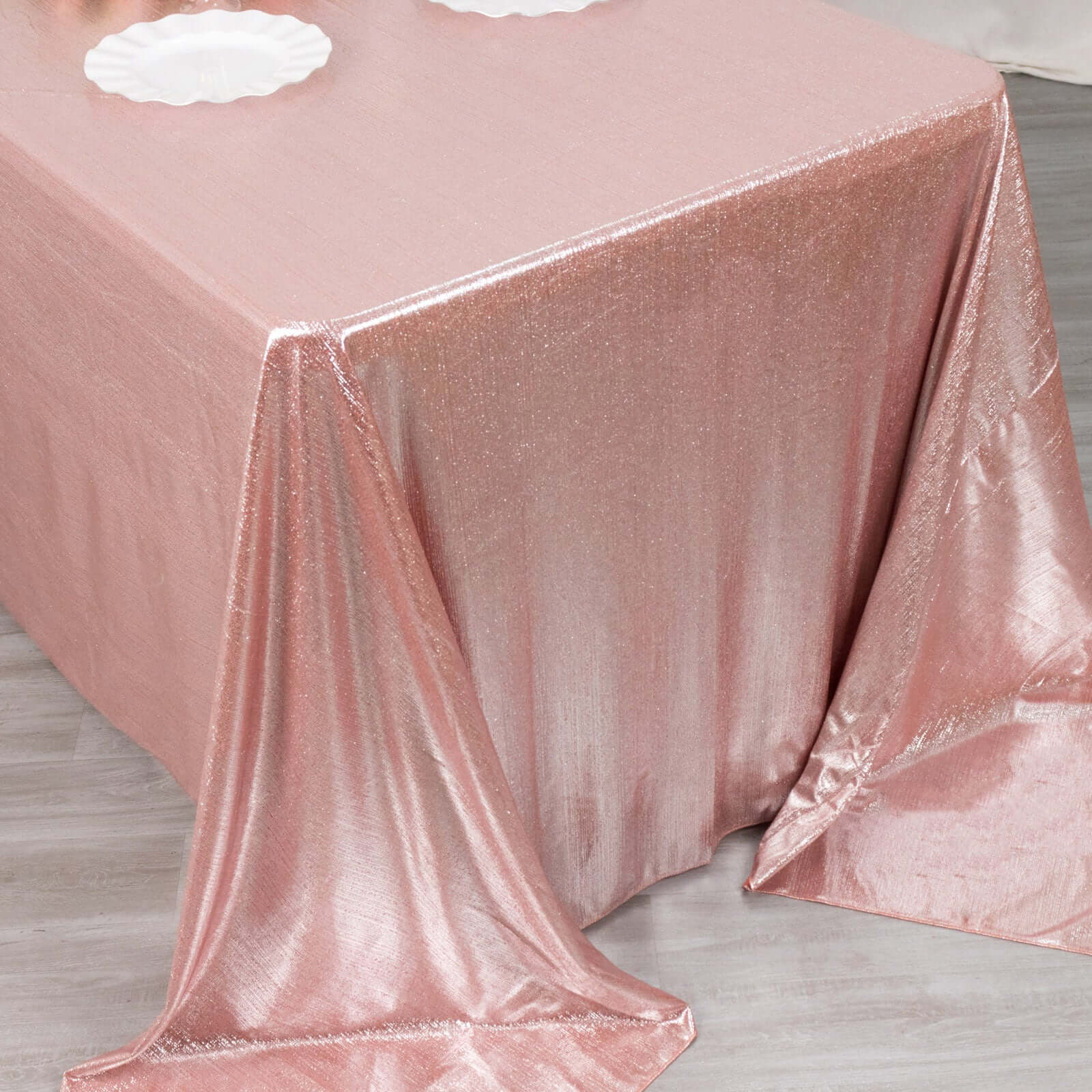 Rose Gold Shimmering Sequin Dots Polyester 90x132 Rectangle Wrinkle-Free Tablecloth