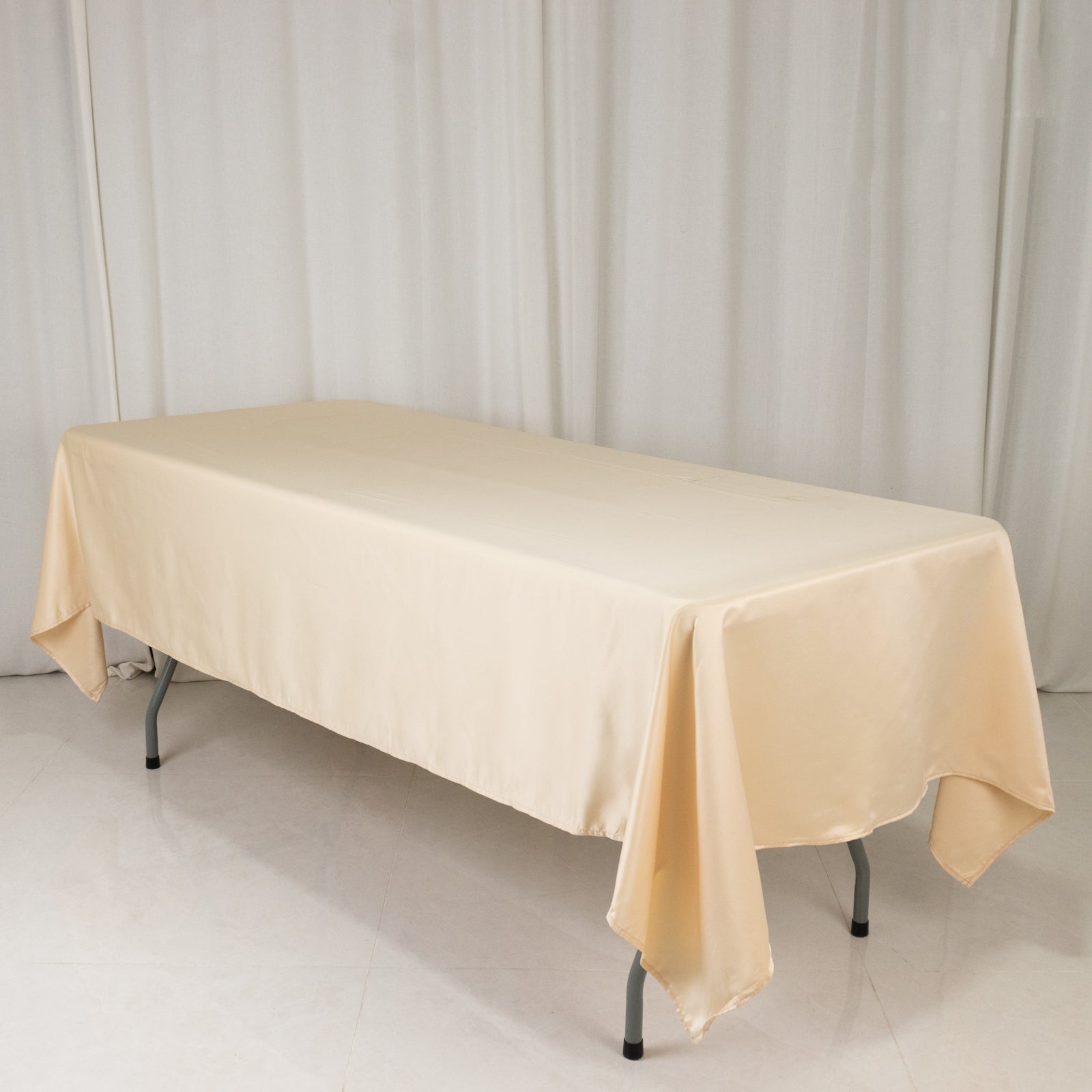 Get This Durable & Silky Soft Beige Lamour Satin Rectangle Tablecloth (60x102)