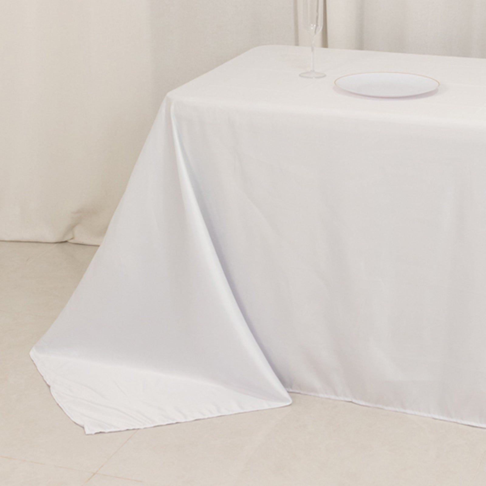 Luxury White Lamour Satin Rectangle Tablecloth 90x156 - Ideal for Stylish Events