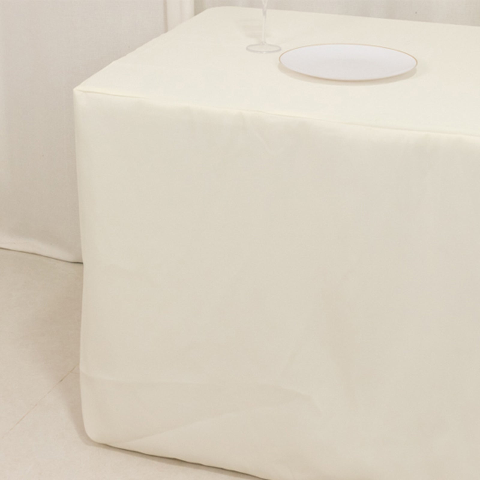 Premium Fire - Retardant Ivory 6ft Rectangular Fitted Tablecloth