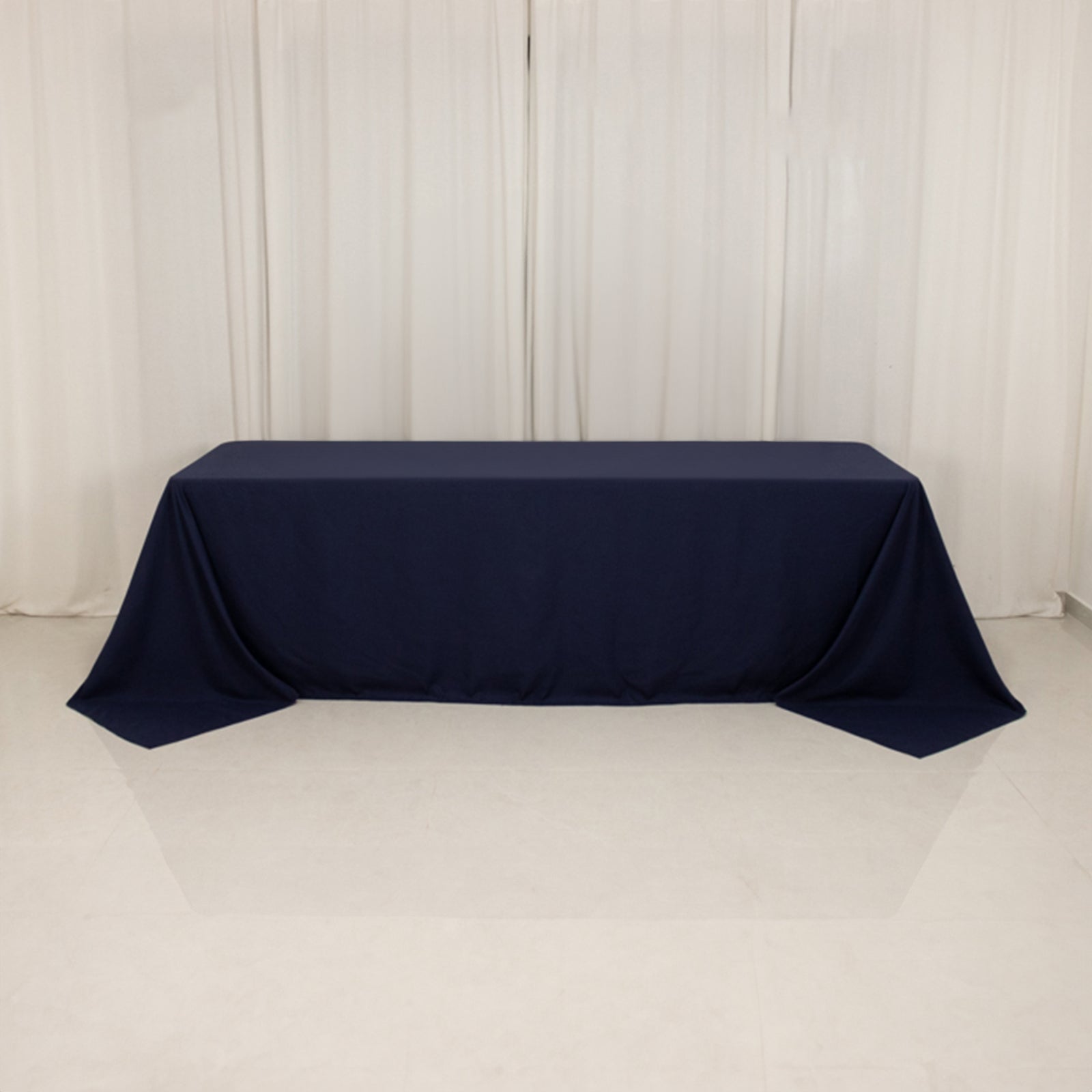 Seamless Wrinkle-Resistant Navy Blue Cotton Blend 90x156 Rectangle Tablecloth