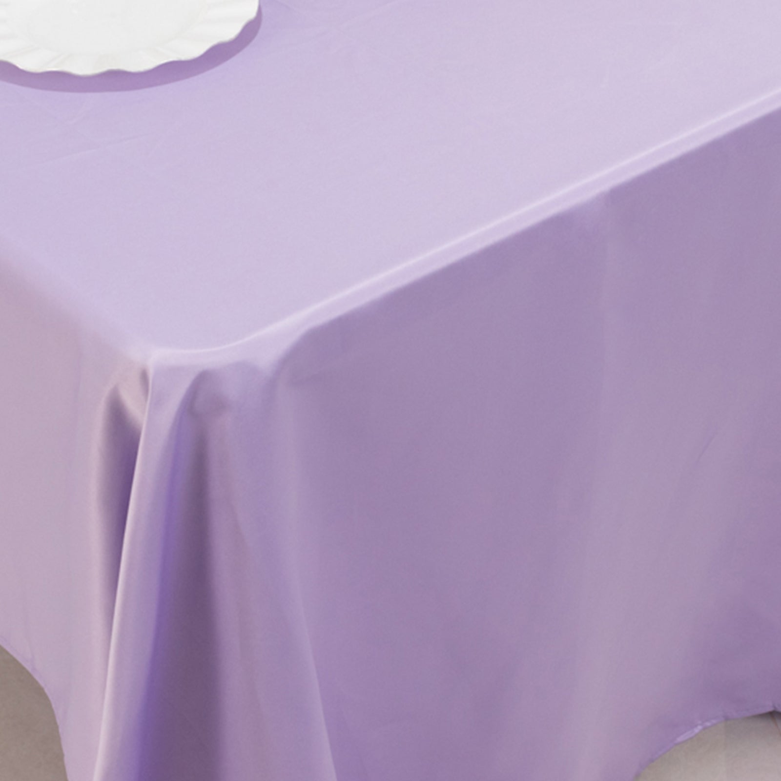 Luxury Lamour Satin Rectangle Tablecloth in Lavender Lilac - Soft & Silk-Like Cover