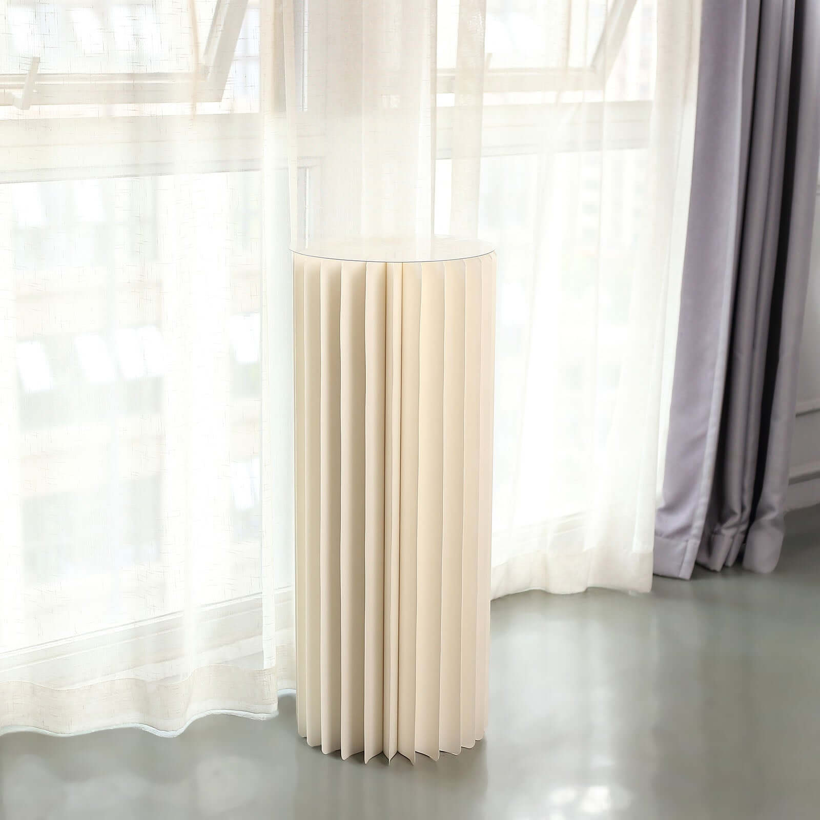 Get Your 40-Inch Ivory Cylinder Display Column Stand with PVC Top Plate for Events