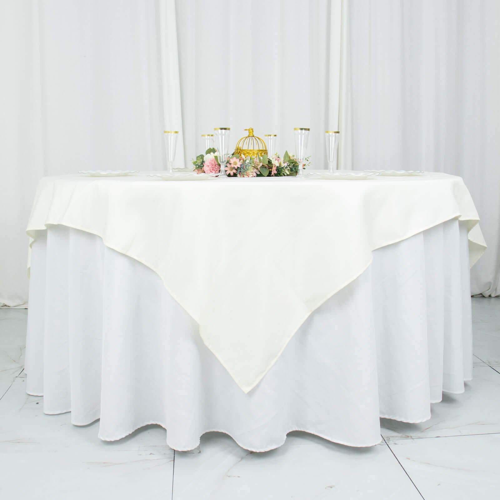 Ivory 70x70 Premium Polyester Wrinkle-Resistant Table Overlay 220GSM
