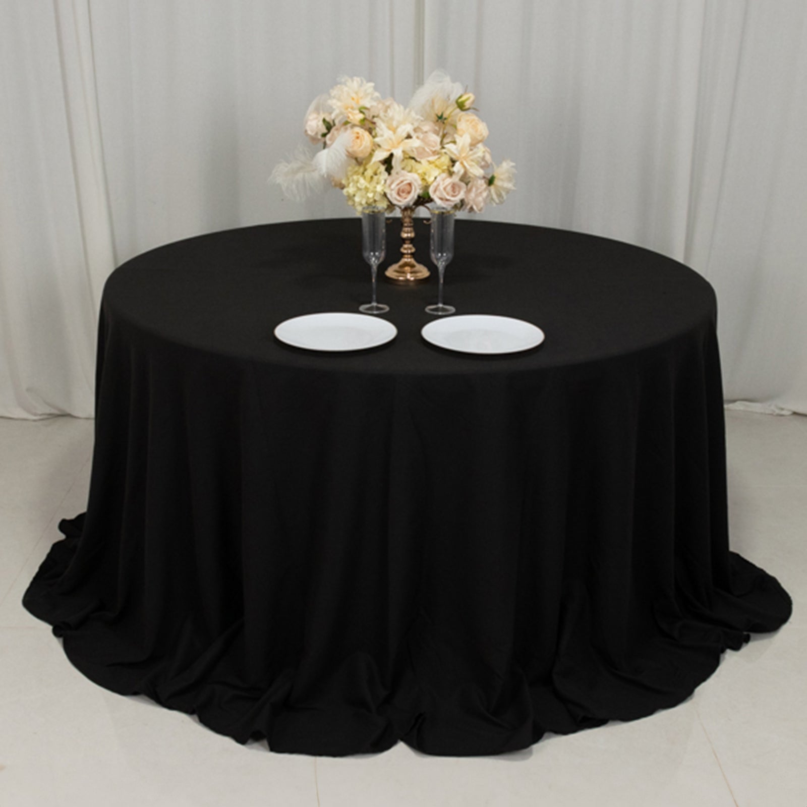 Hot! Seamless Wrinkle-Resistant Black Cotton Blend 132' Round Tablecloth
