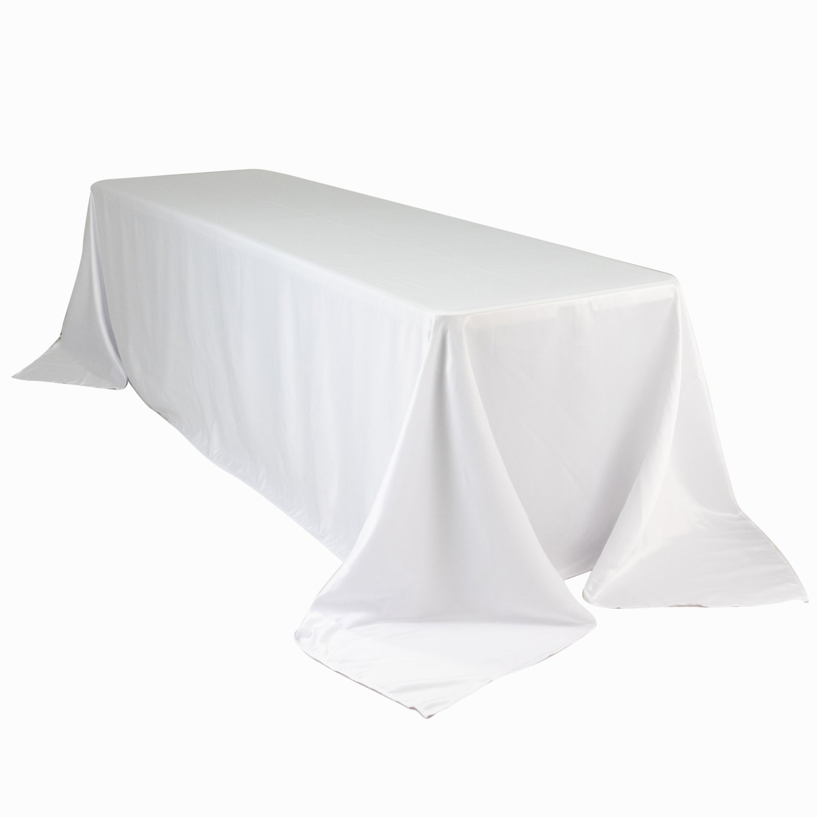 Luxury White Lamour Satin Rectangle Tablecloth 90x156 - Ideal for Stylish Events