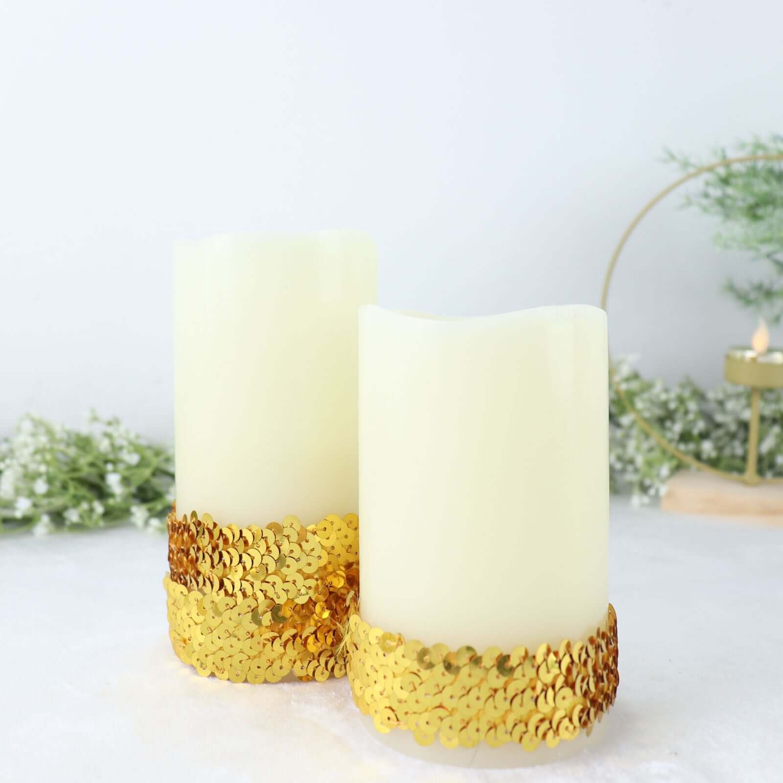 Hot Sale! 10-Yard Gold Metallic Sequin Stretch Fabric Ribbon for Crafting