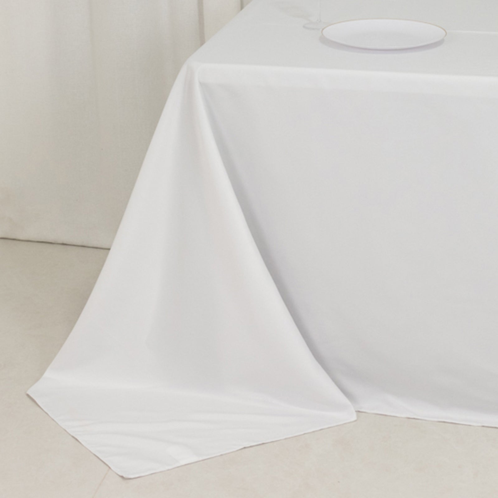 Premium Fire Retardant White Polyester Tablecloth for Large Gatherings - 90x132 Size