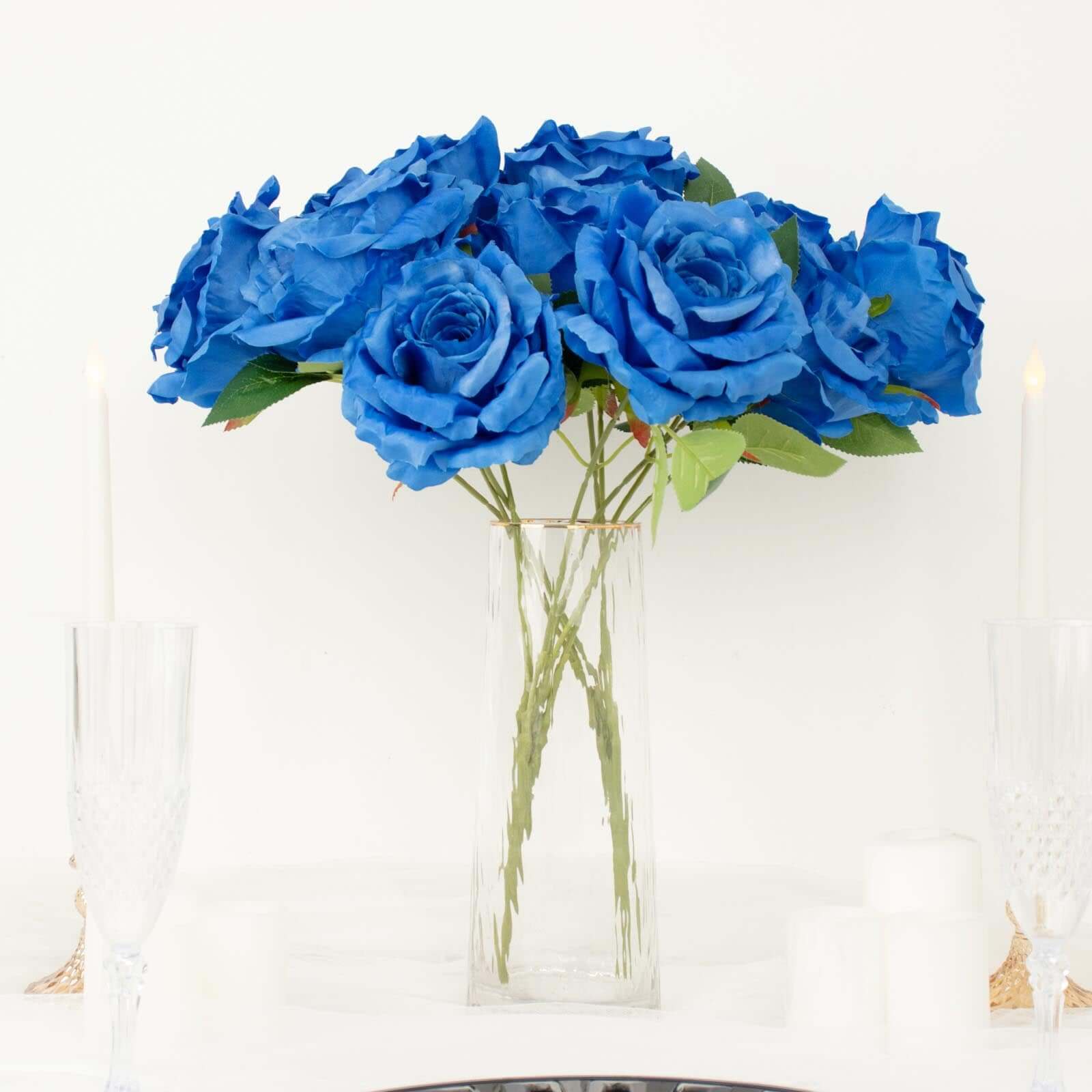 17' Royal Blue Premium Silk Jumbo Rose Flower Bouquet - High - Quality Artificial for Weddings
