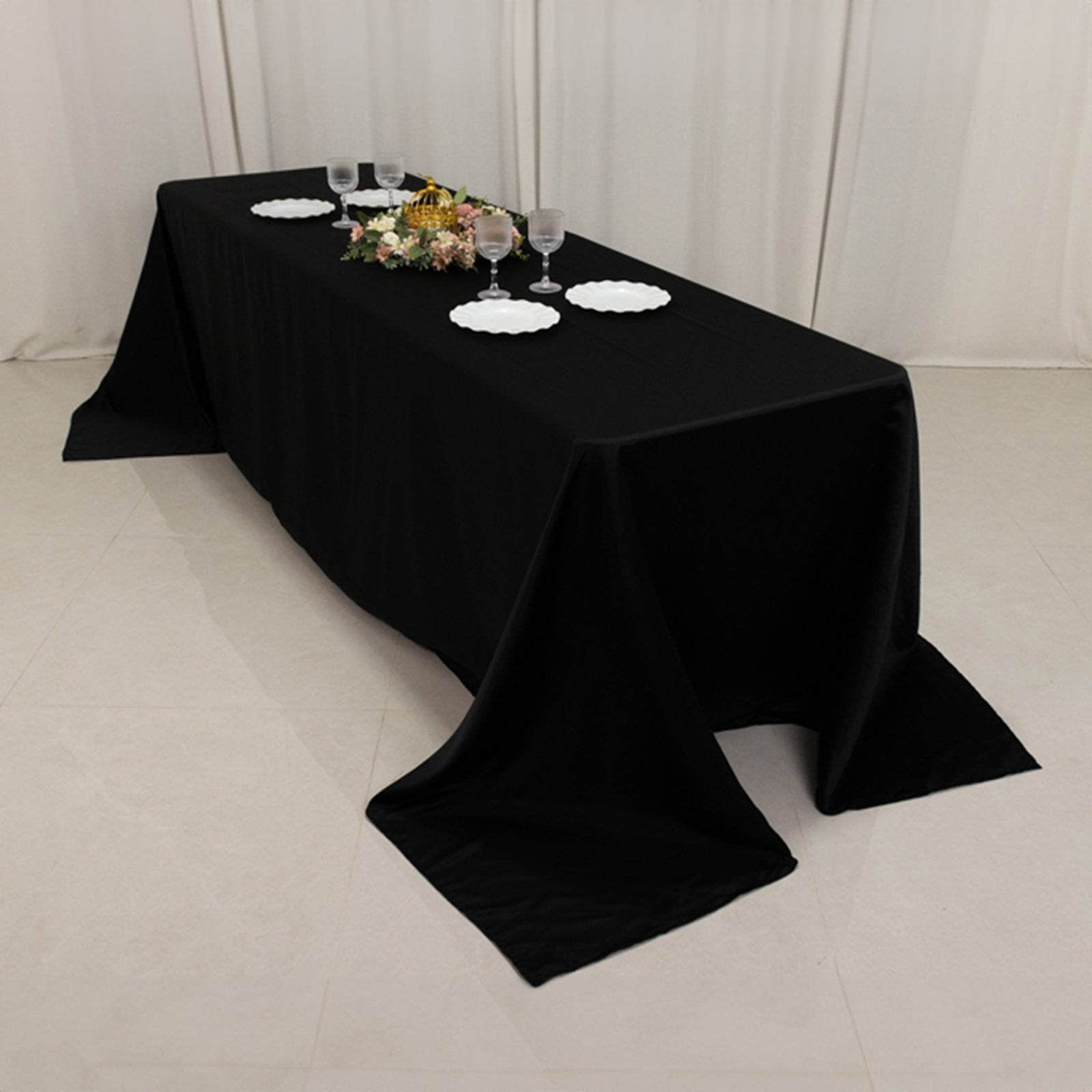 Black Lamour Satin Rectangle Tablecloth 90x156 - Luxurious & Soft for Stylish Events