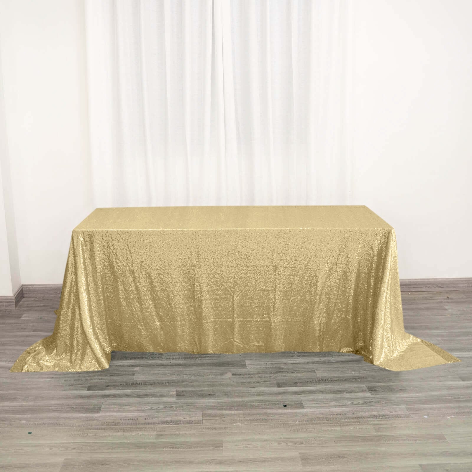 Champagne Seamless Sparkly Sequin Rectangle Tablecloth 90x132