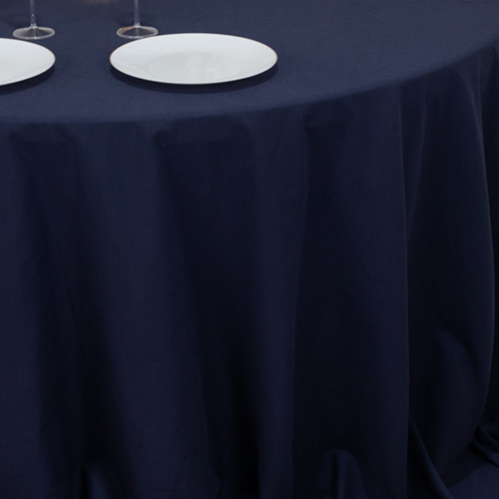 Hot! Navy Blue 132" Cotton Blend Seamless Wrinkle-Resistant Round Tablecloth