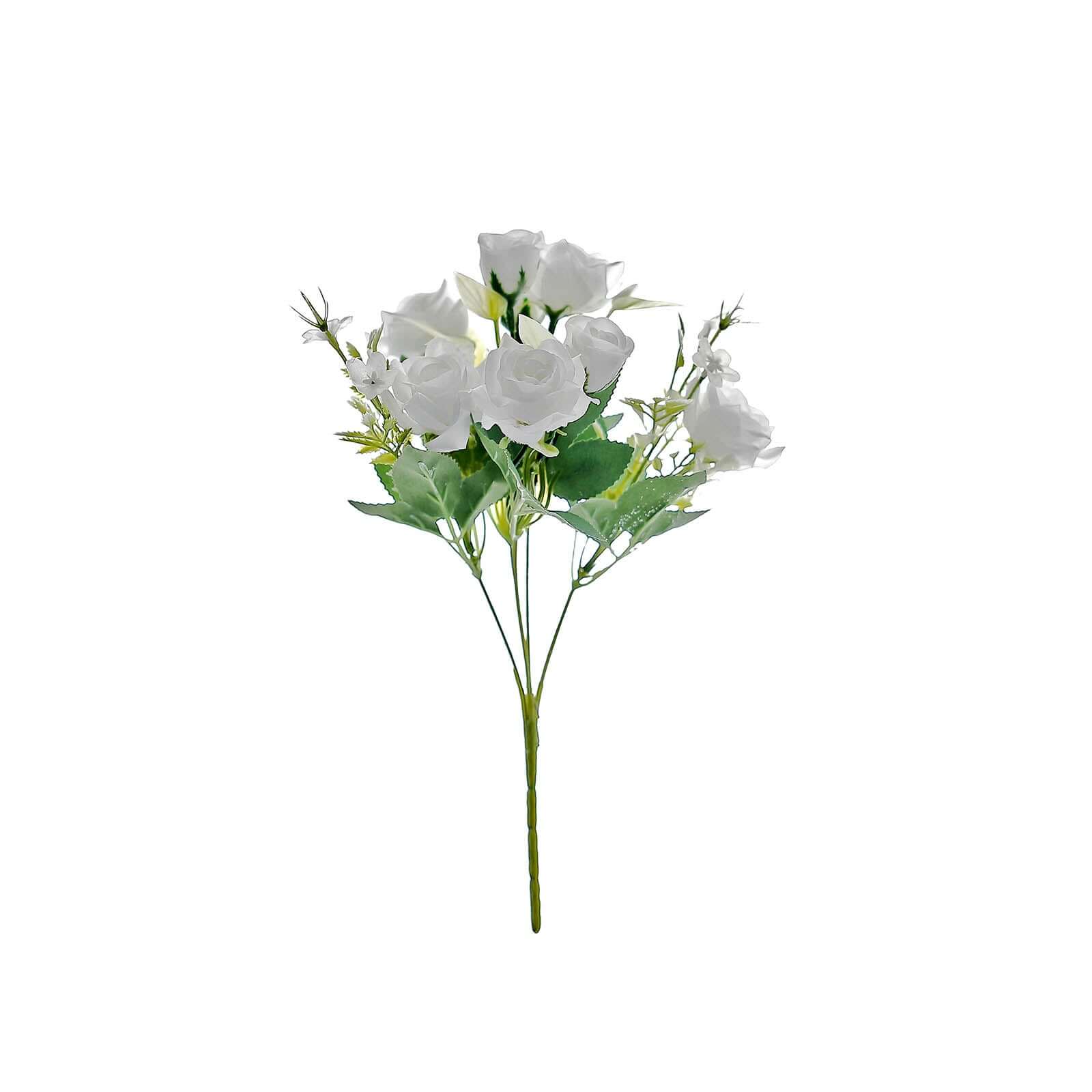 4-Bush Set of 12' White Artificial Silk Rose Flower Bouquet - Ideal for Weddings & Decor