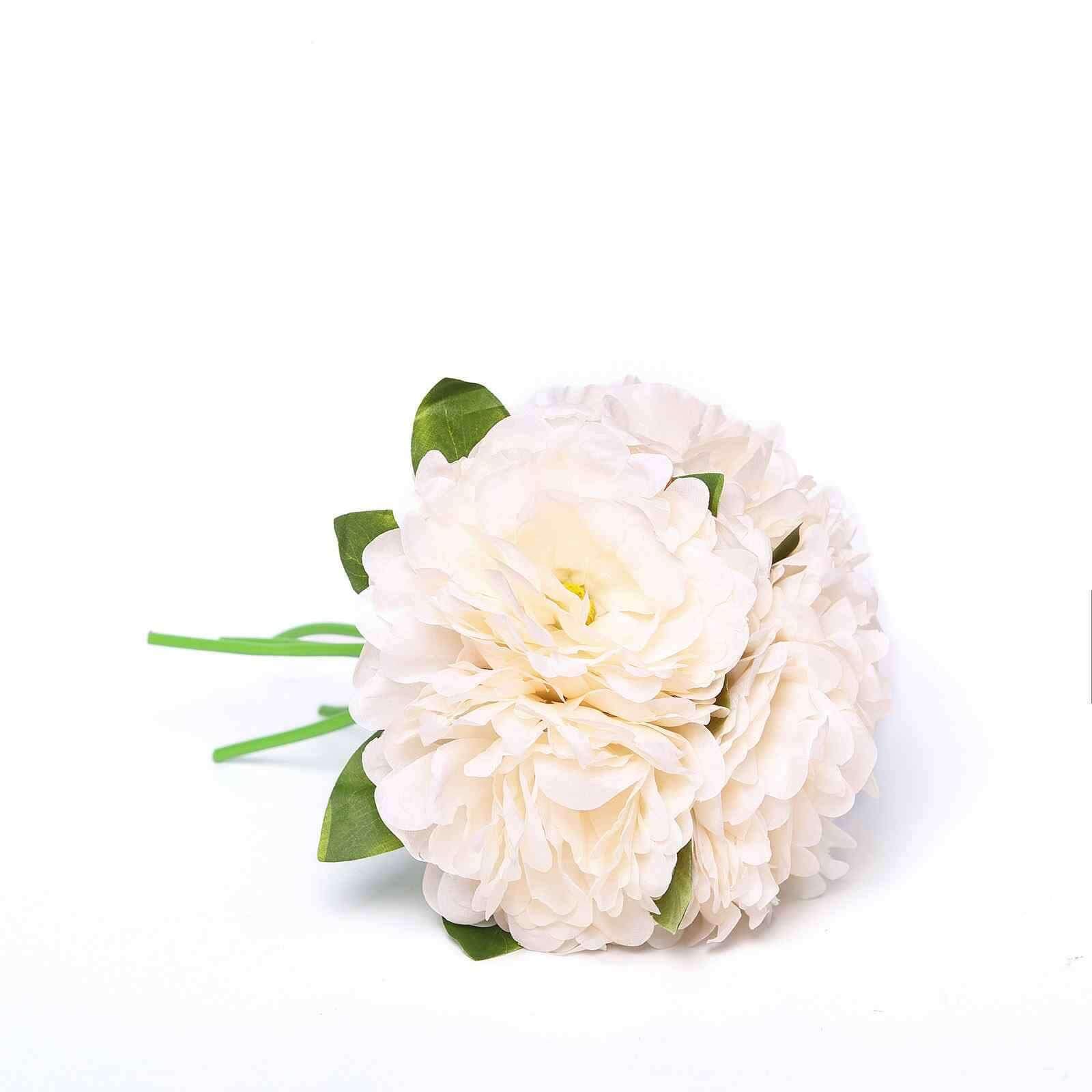 Hot Sale! 11-piece Blush and Cream Artificial Silk Peony Flower Bouquet for Various Occasions