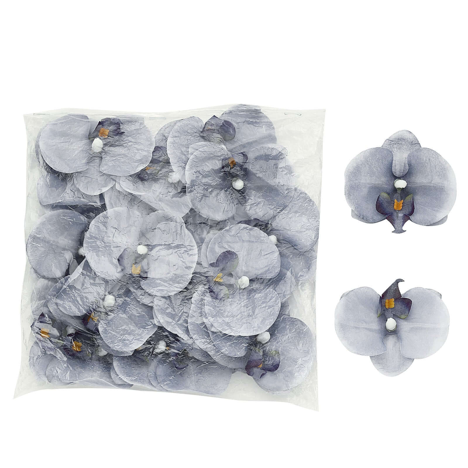 Hot! 20 Silk Artificial Charcoal Gray Orchid Flower Heads for DIY Decor