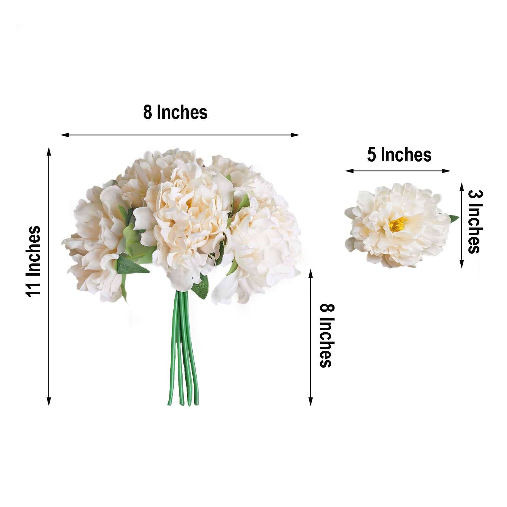 Hot Sale! 11-piece Blush and Cream Artificial Silk Peony Flower Bouquet for Various Occasions