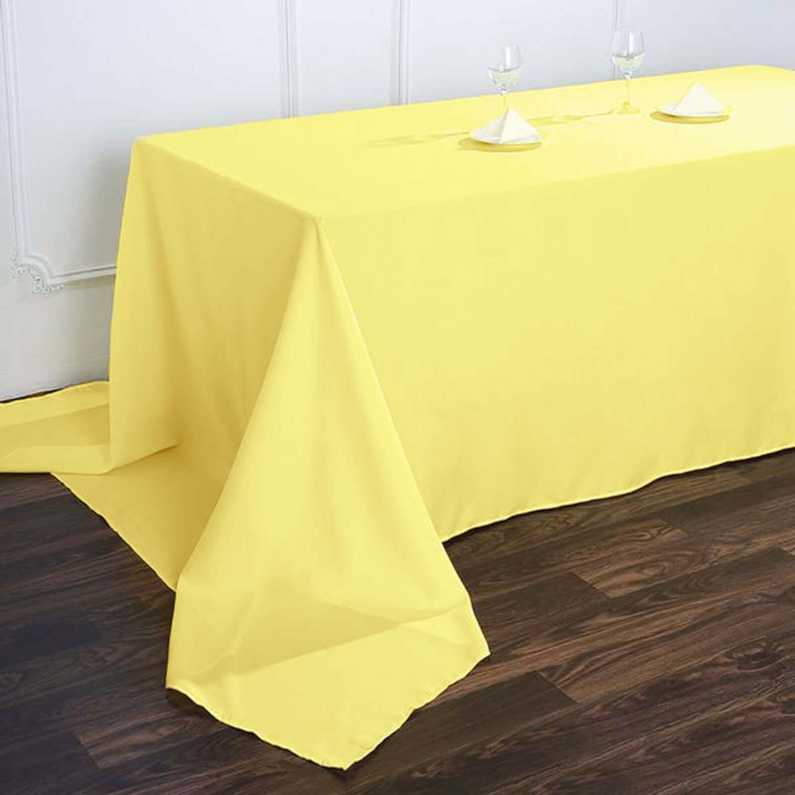 Yellow Seamless Wrinkle-Resistant 90x156 Polyester Rectangle Tablecloth - Ideal for Events