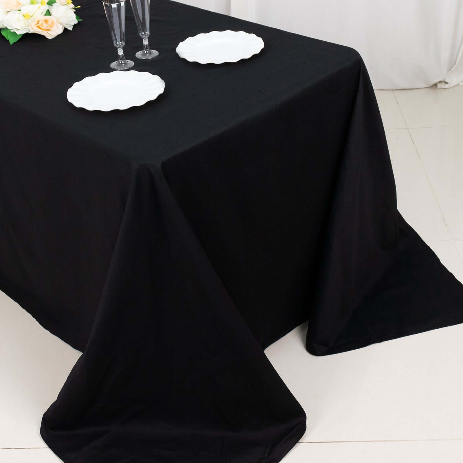 Black Seamless 100% Cotton Rectangle Tablecloth, 90x132, Soft & Breathable