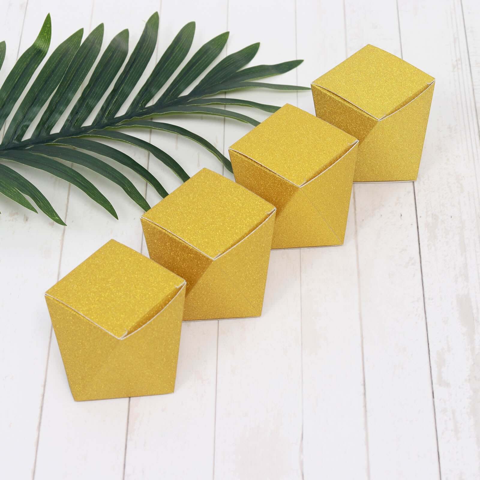 Get 25-Pack Gold Glittered 3x4 Geometric DIY Wedding Favor Gift Boxes Now