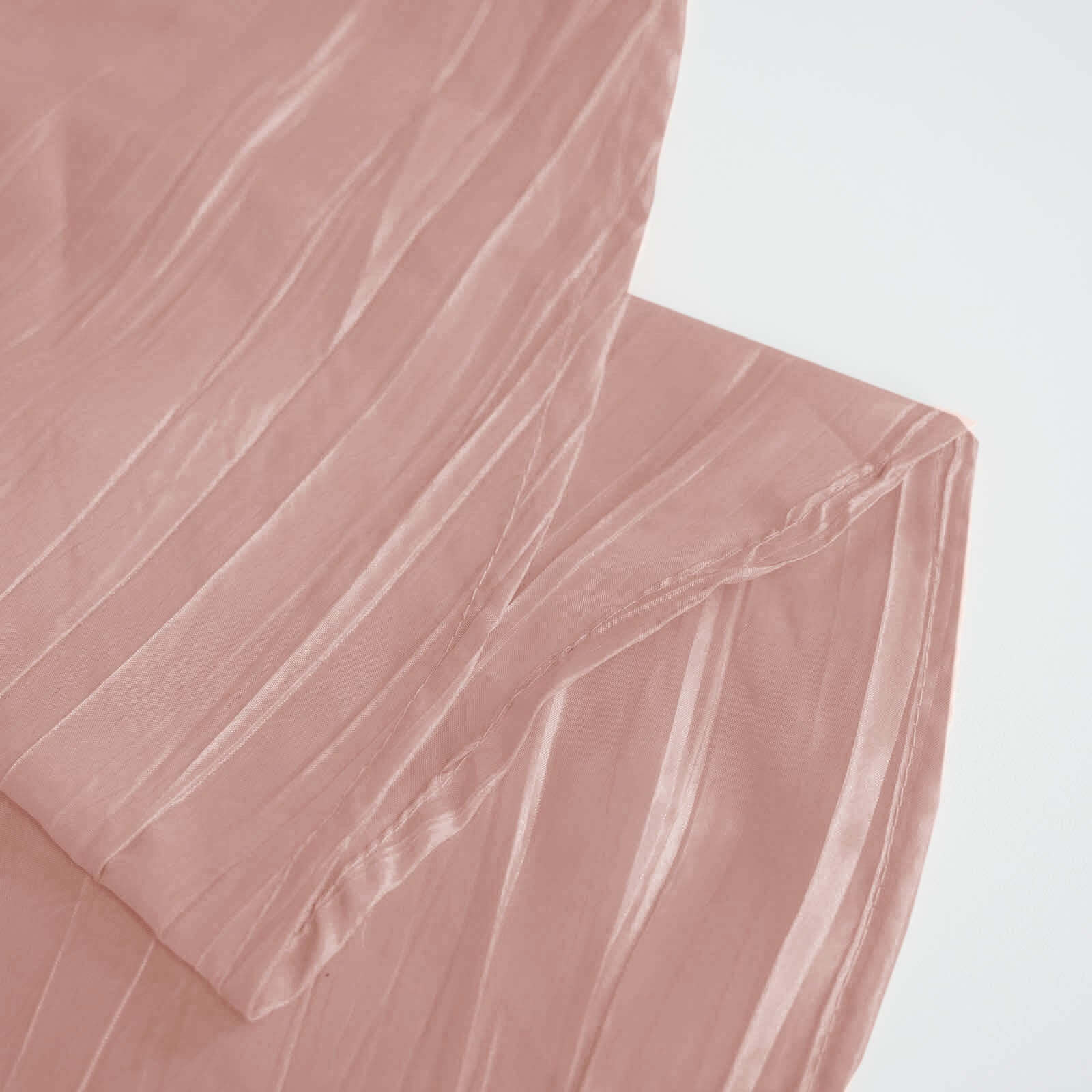 Seamless Accordion Crinkle Dusty Rose Taffeta Rectangle Tablecloth 90x132