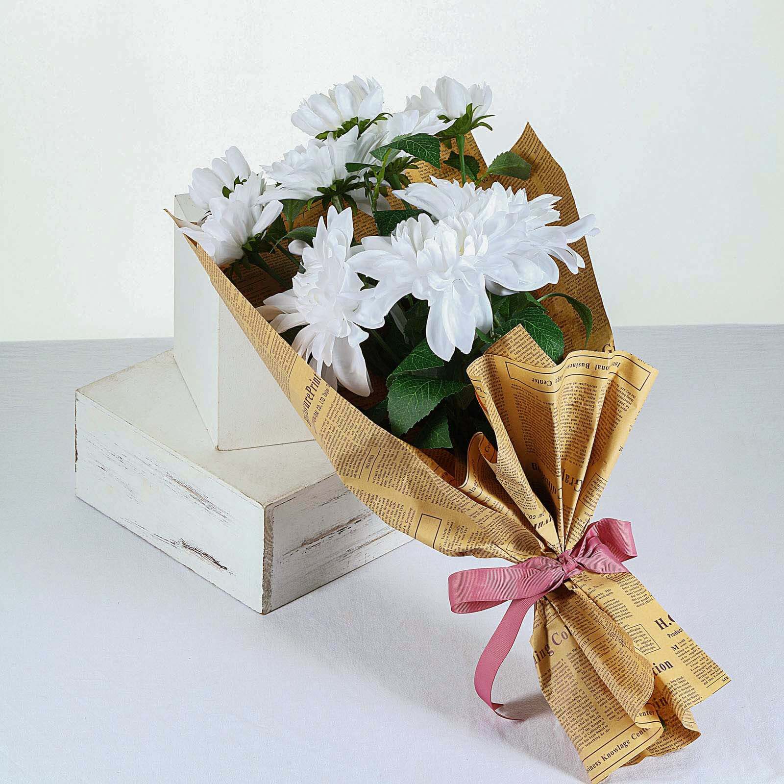 30-Inch Tall White Silk Faux Dahlia Flower Stems for Stunning Arrangements