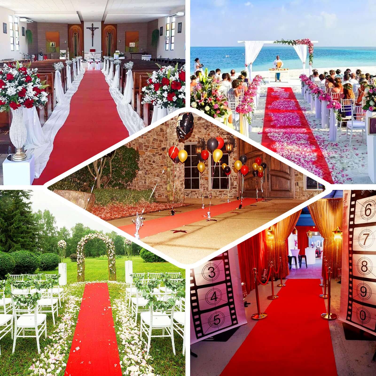 3ft x 100ft High - Quality Red Rayon Carpet Runner for Weddings and Parties