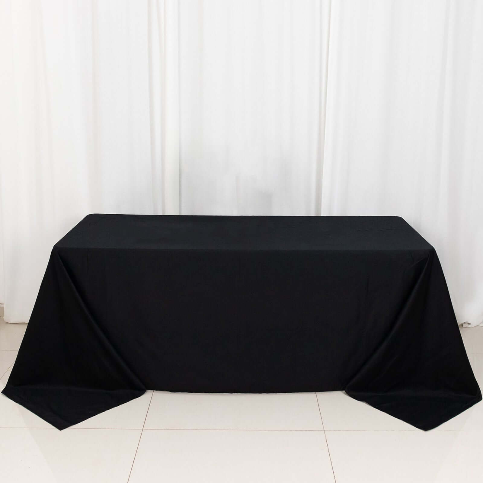 Black Seamless 100% Cotton Rectangle Tablecloth, 90x132, Soft & Breathable