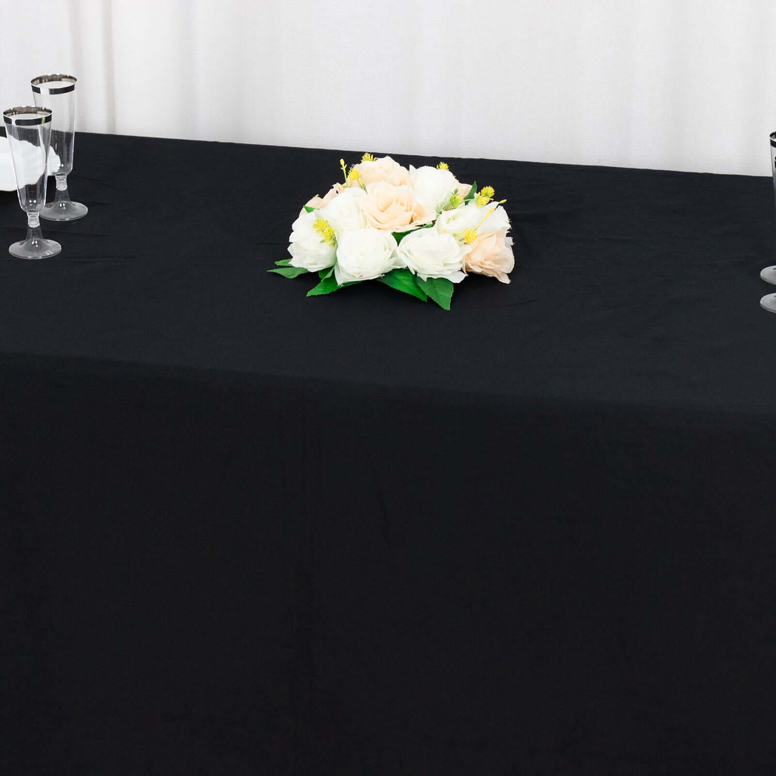 Black Seamless 100% Cotton Rectangle Tablecloth, 90x132, Soft & Breathable