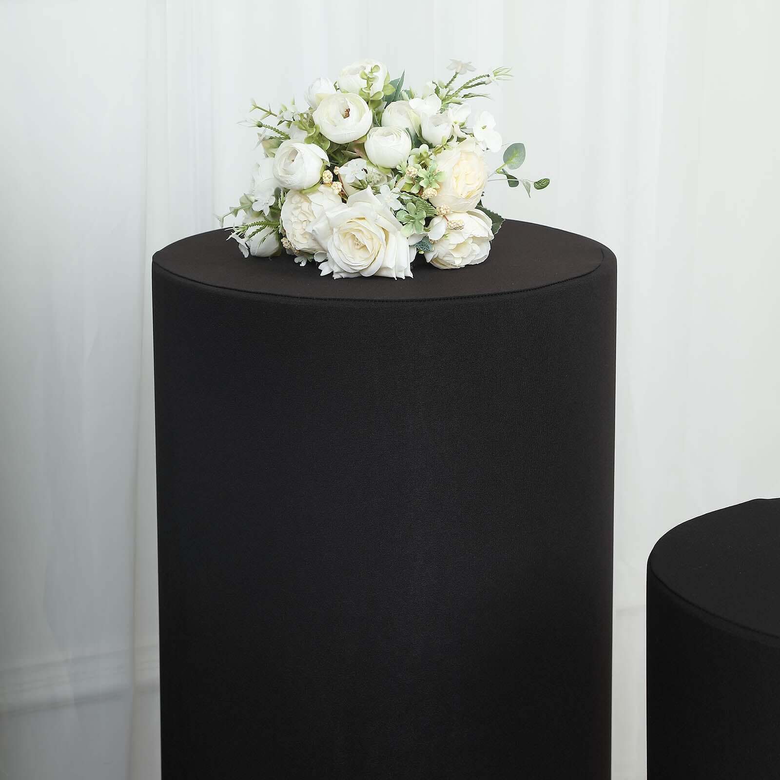 Stretchable 160 GSM Black Spandex Set of 5 Cylinder Pedestal Stand Covers