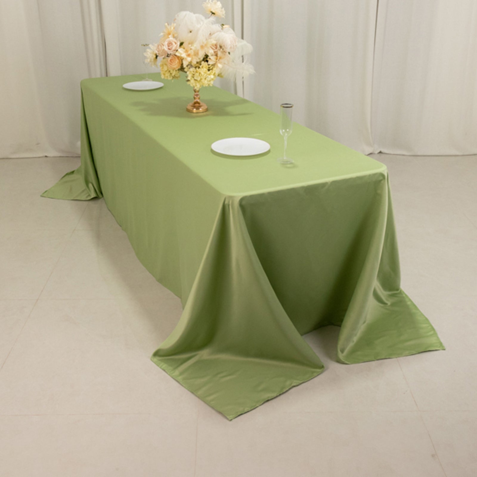 Luxurious Sage Green Lamour Satin Rectangle Tablecloth (90x156) - Soft & Seamless