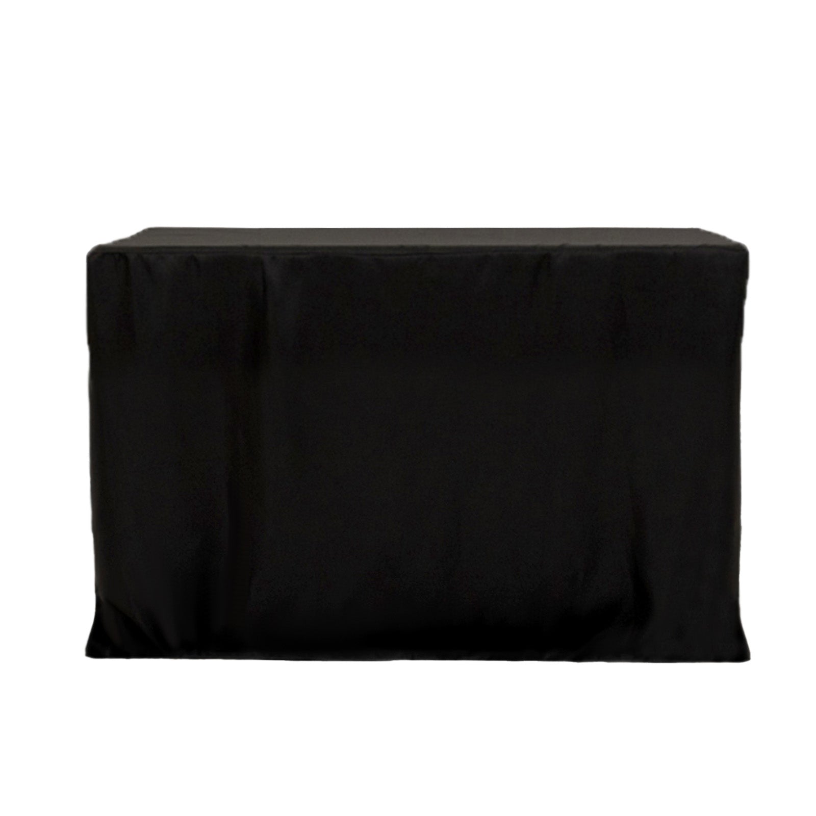 Black Fitted Polyester Rectangle Tablecloth - Ideal for 4ft Tables