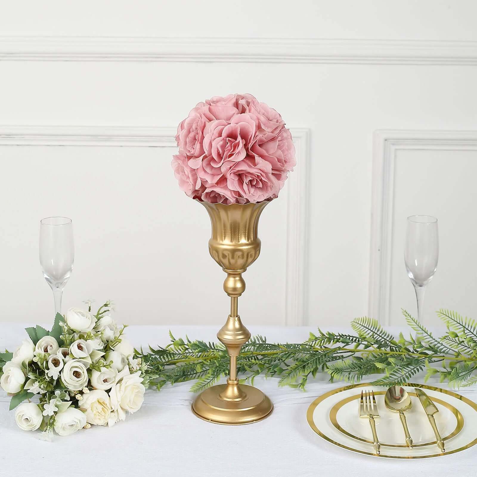 2-Pack of 7-Inch Mauve Artificial Silk Rose Kissing Balls - Ideal for Decorations