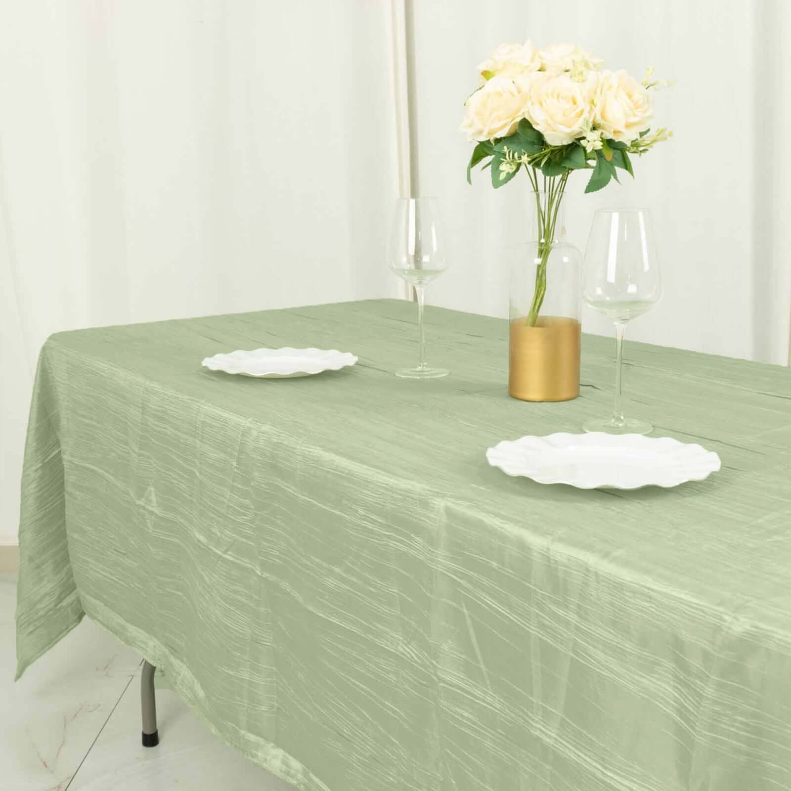 Hot Deal! Sage Green Crinkle Taffeta 60x102 Rectangle Tablecloth